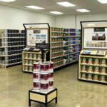 Interior view of product shelves at Wheats Home & Building Center